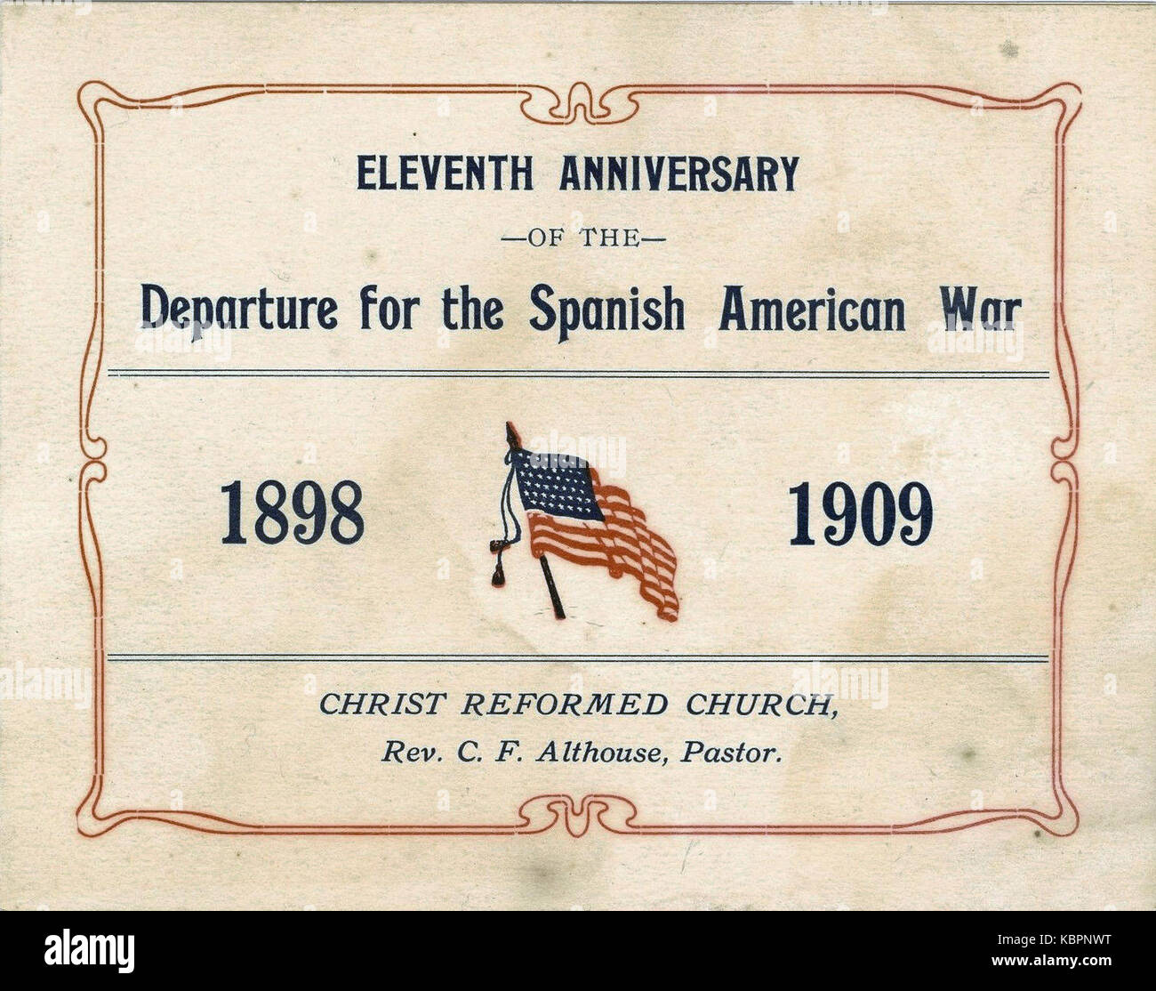 1909 spagnolo guerra americana rimembranza servizio in Chiesa Allentown PA Foto Stock