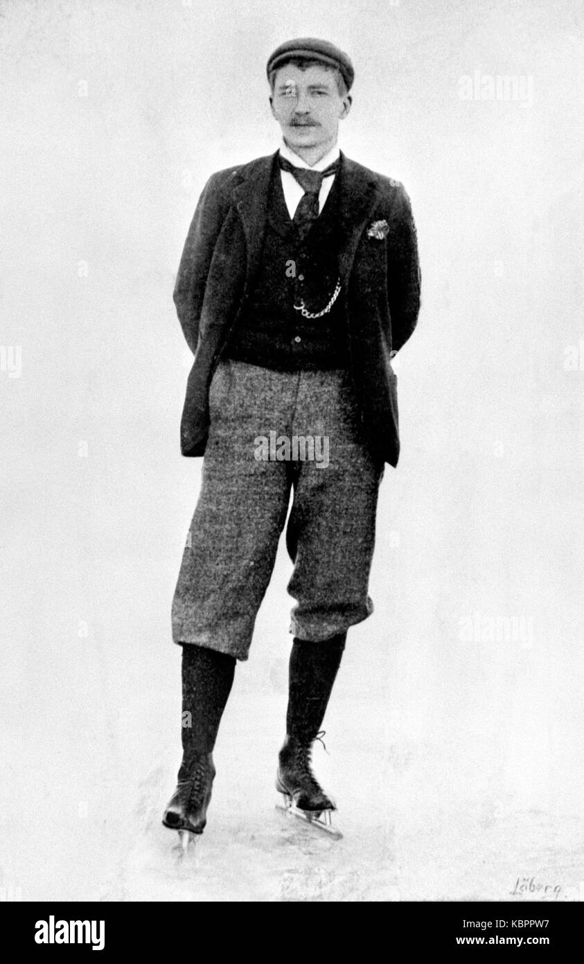 Jaap Eden era un eminente atleta olandese noto per il suo successo nel pattinaggio di velocità e nel ciclismo. Divenne famoso per i suoi successi negli sport invernali ed è stato una figura chiave nella storia dello sport olandese. Foto Stock