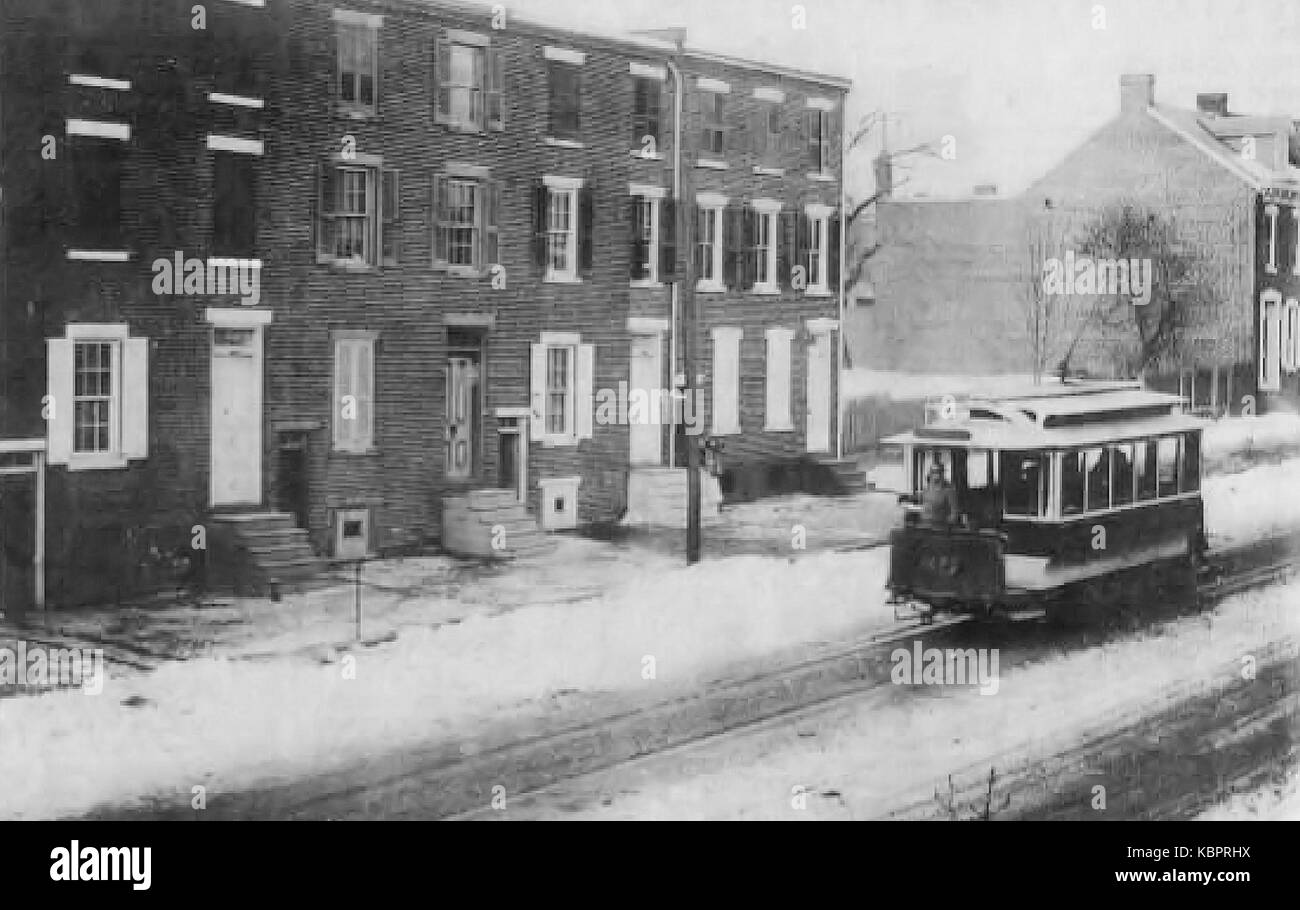 1893 400 Blocco del Nord Seventh Street scena di neve Allentown PA Foto Stock