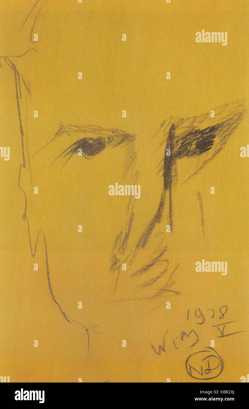 Questo ritratto di Leopold Gebela di Witkacy cattura una figura significativa della cultura polacca. Witkacy, noto per il suo stile unico, presenta Gebela in un modo che riflette la personalità del soggetto e l'interpretazione del personaggio da parte dell'artista. Foto Stock