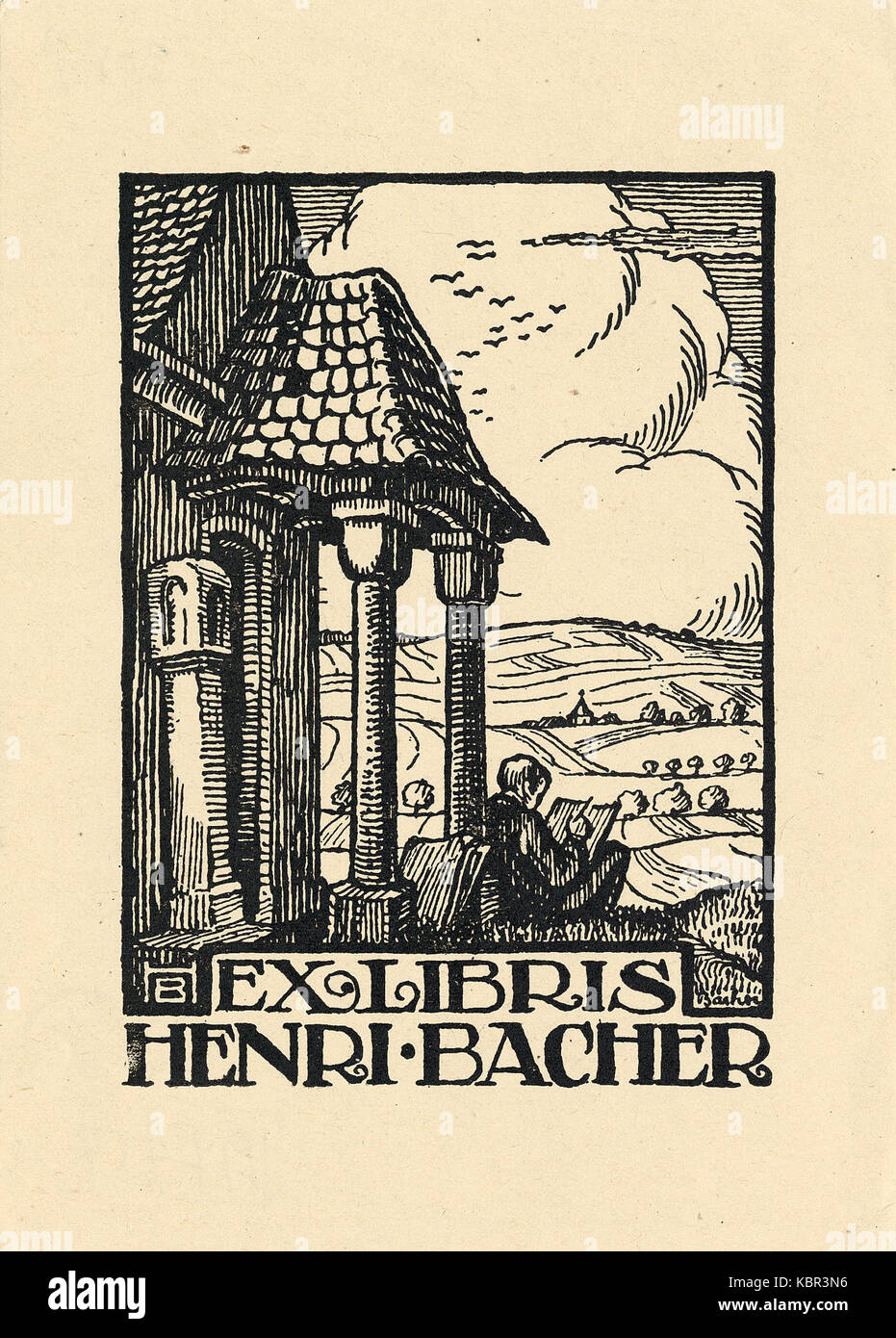 Ex libris Henri Bacher 190x Foto Stock