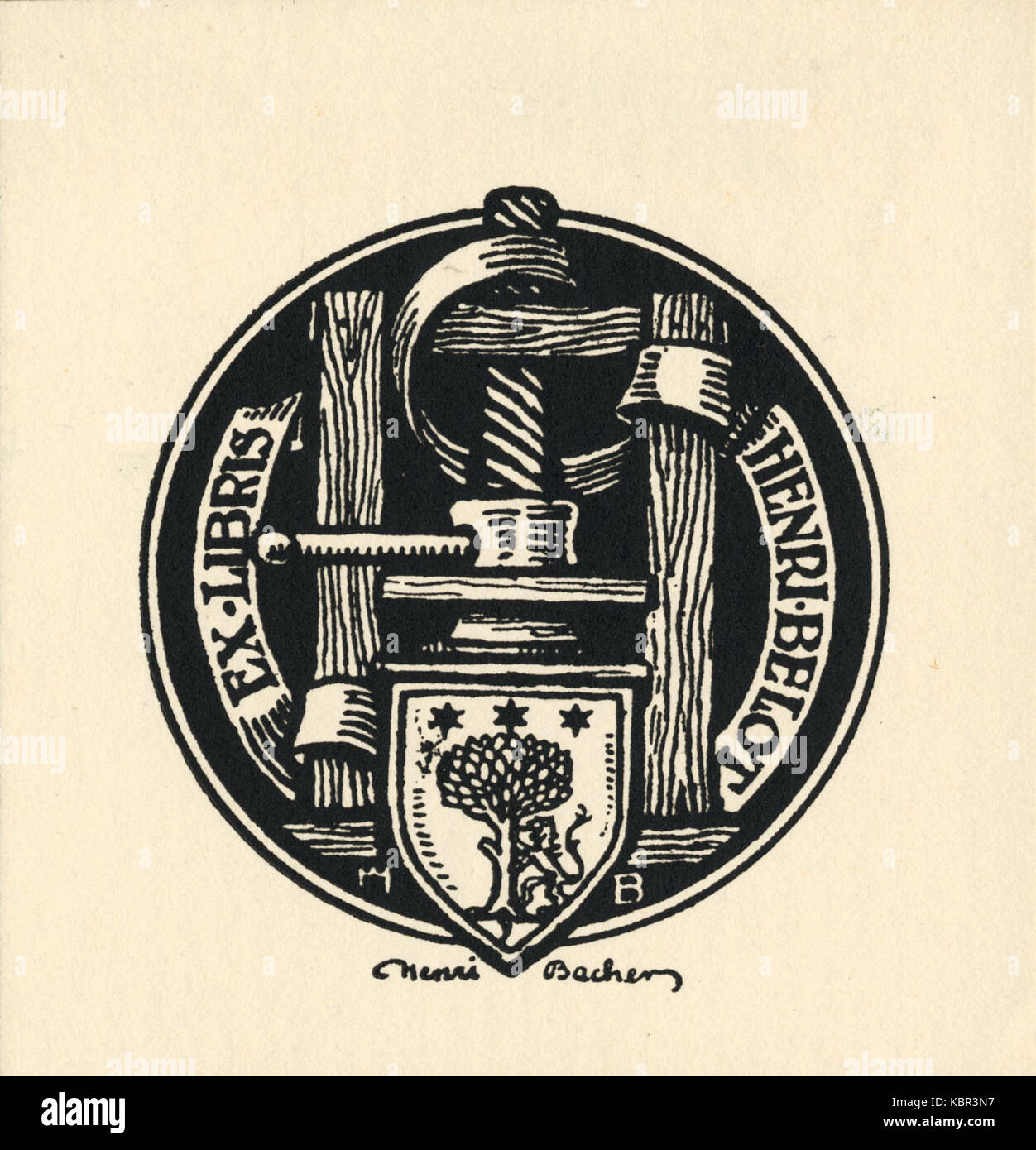 Ex libris Henri Belot Foto Stock