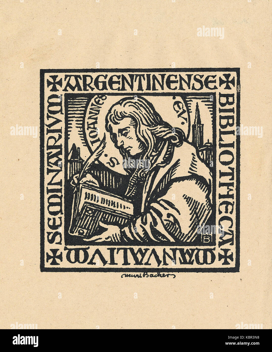 Ex libris Bibliotheca Manualium Seminarium Argentinense Foto Stock