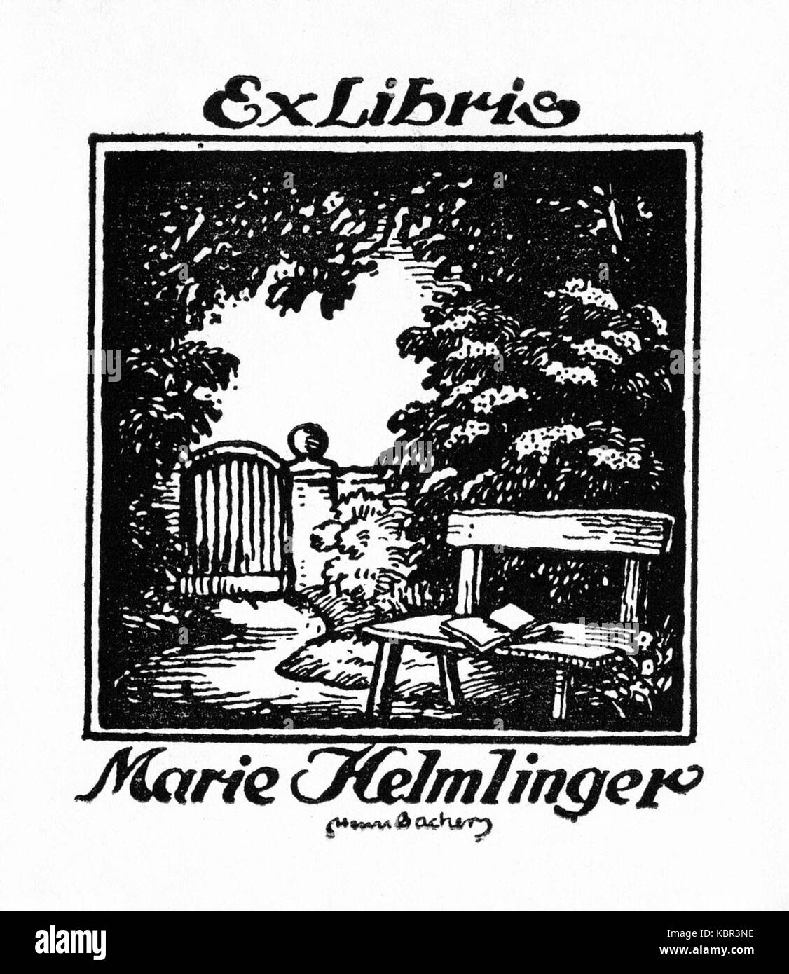 Ex libris Marie Helmlinger Foto Stock