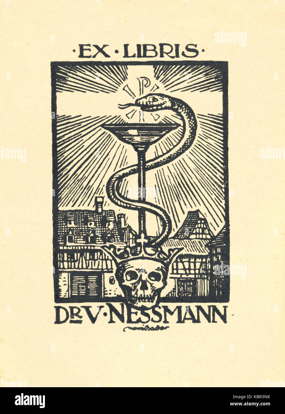 Ex libris V Nessmann 2 Foto Stock