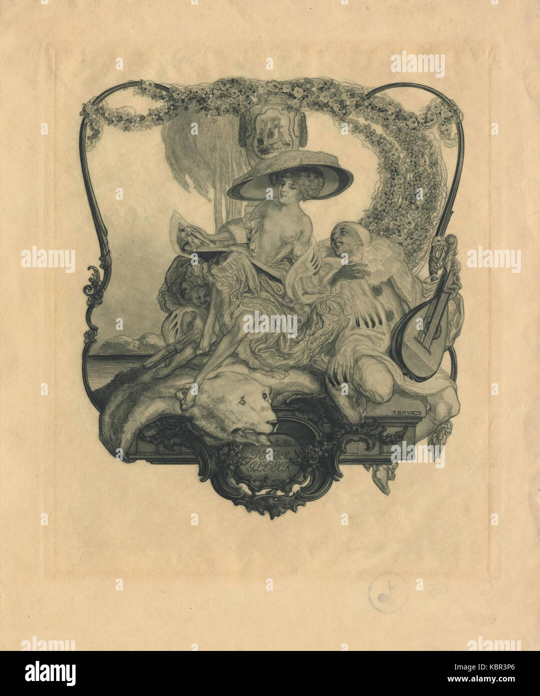 Franz von Bayros Ex libris Pietro Gloeck Foto Stock