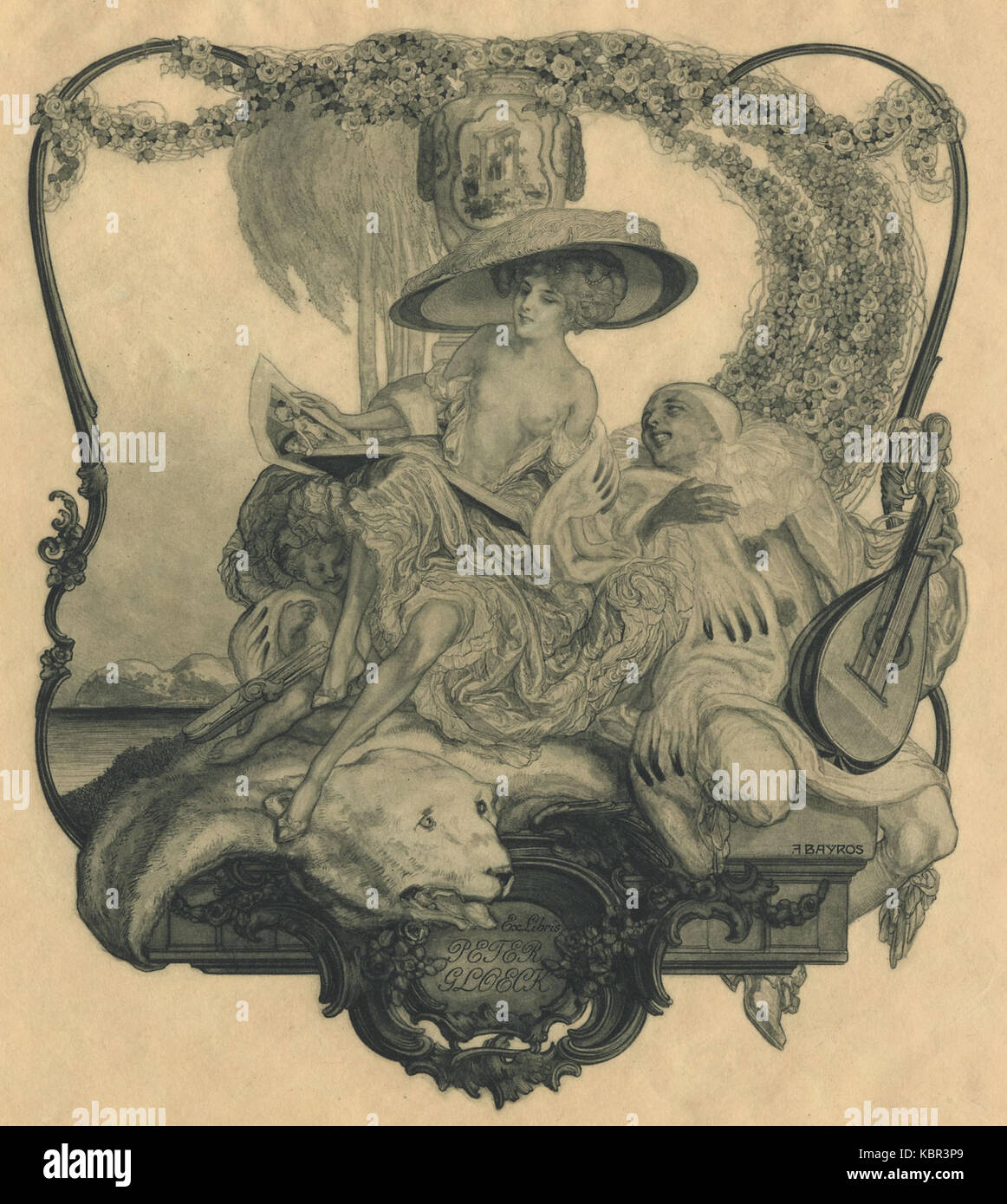 Franz von Bayros Ex libris Pietro Gloeck (Ausschnitt) Foto Stock