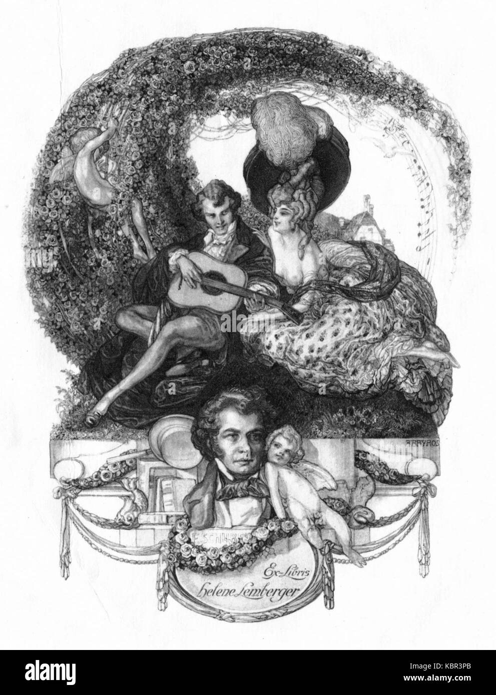 Franz von Bayros Ex libris Helene Lemberger Foto Stock