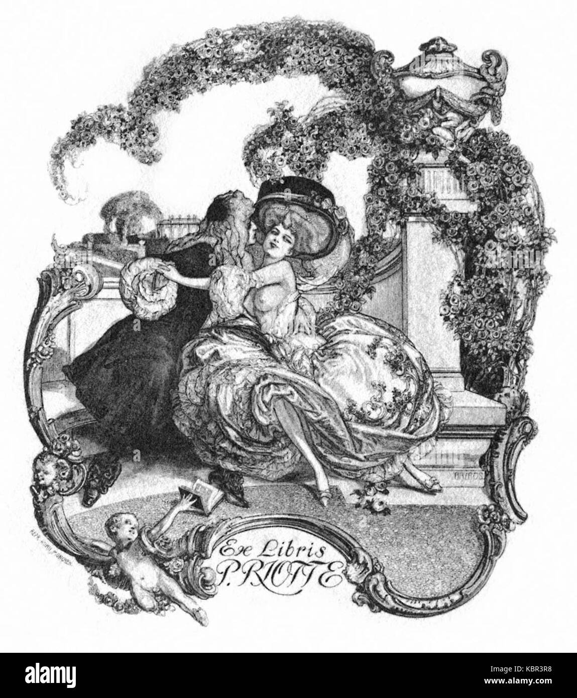 Franz von Bayros Ex libris P Riotte Foto Stock