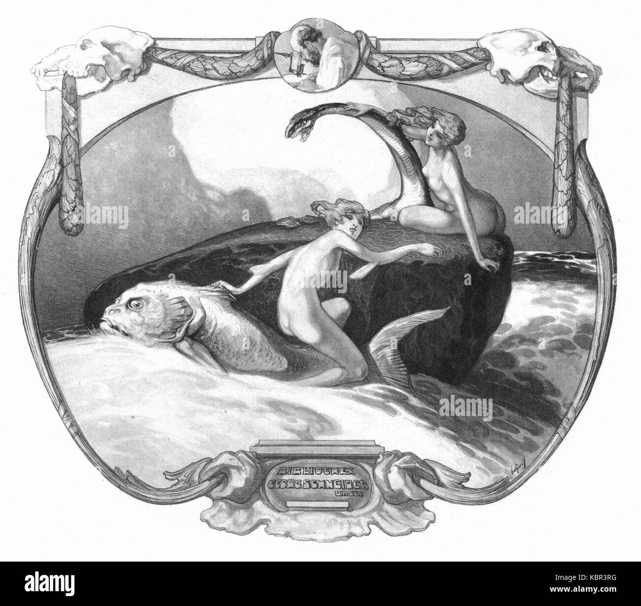 Franz von Bayros Ex libris Georg Schneider Foto Stock