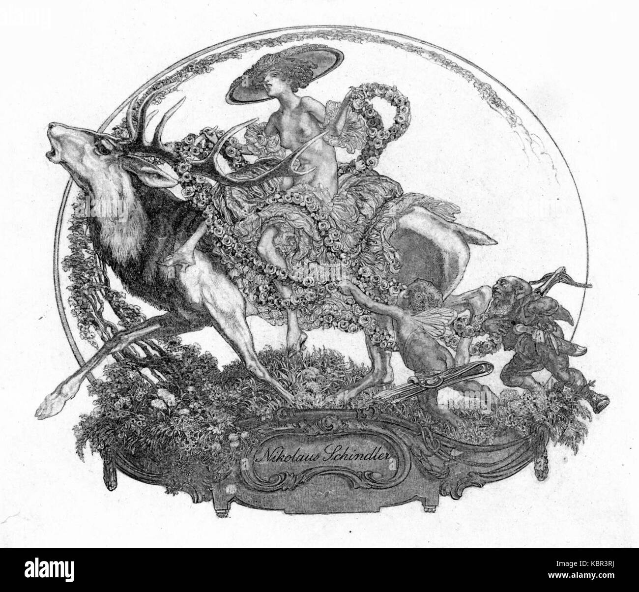 Franz von Bayros Ex libris Nikolaus Schindler Foto Stock