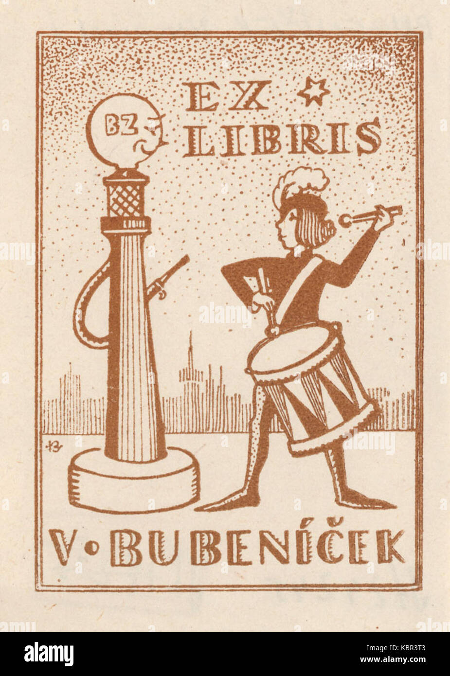 Ex libris V Bubenicek Foto Stock