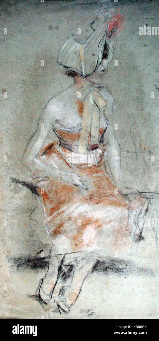 Dame in arancione Foto Stock