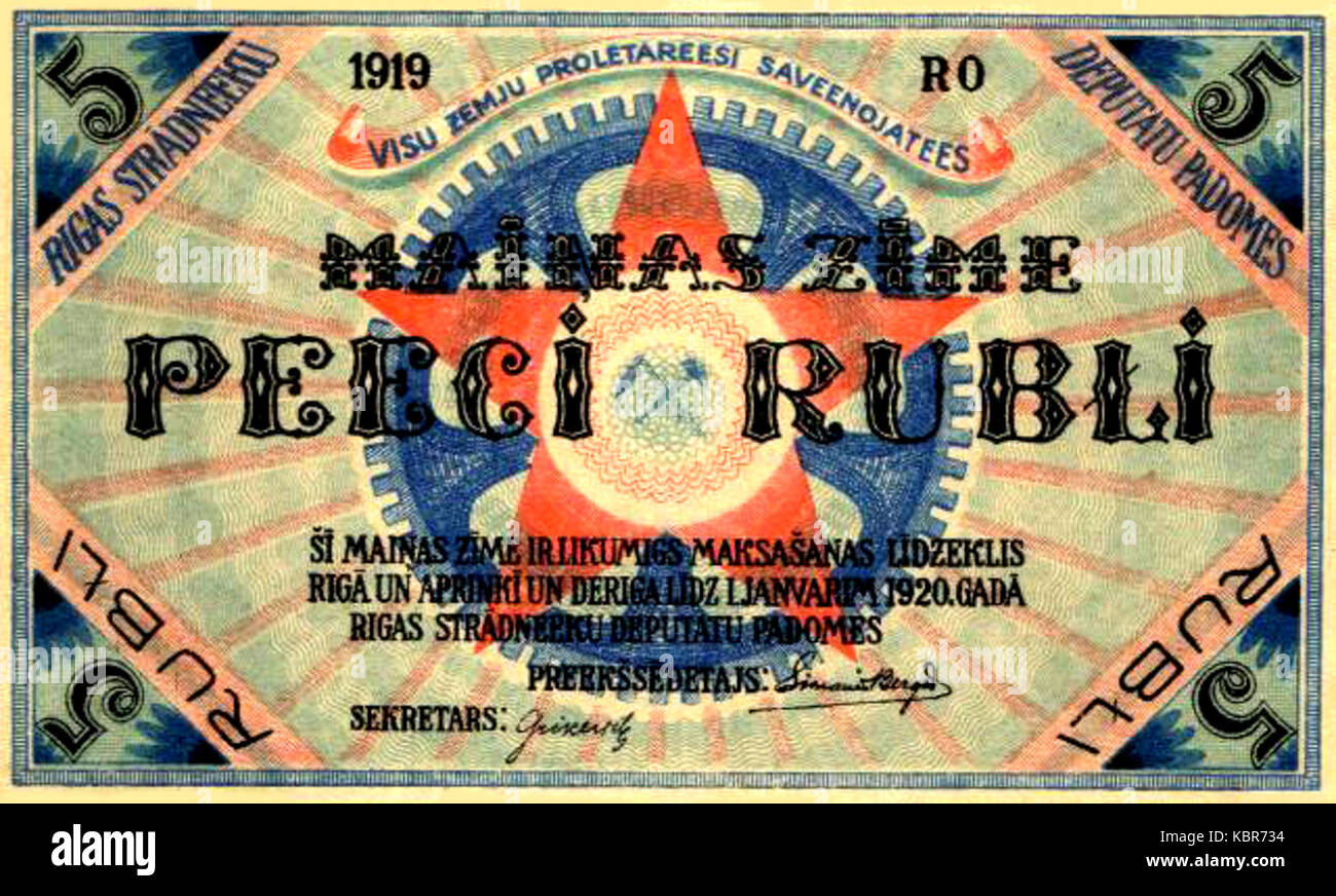 5 rubli lettone 1919 Foto Stock