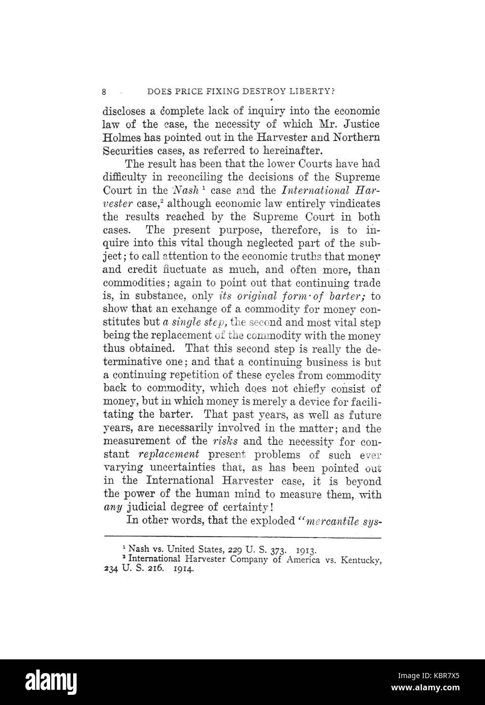 Si tratta di un'opera di Earle intitolata "Does Price Fixing Destroy Liberty", scritta nel 1920, che affronta temi economici e politici relativi al controllo dei prezzi e al suo impatto sulla libertà. Foto Stock