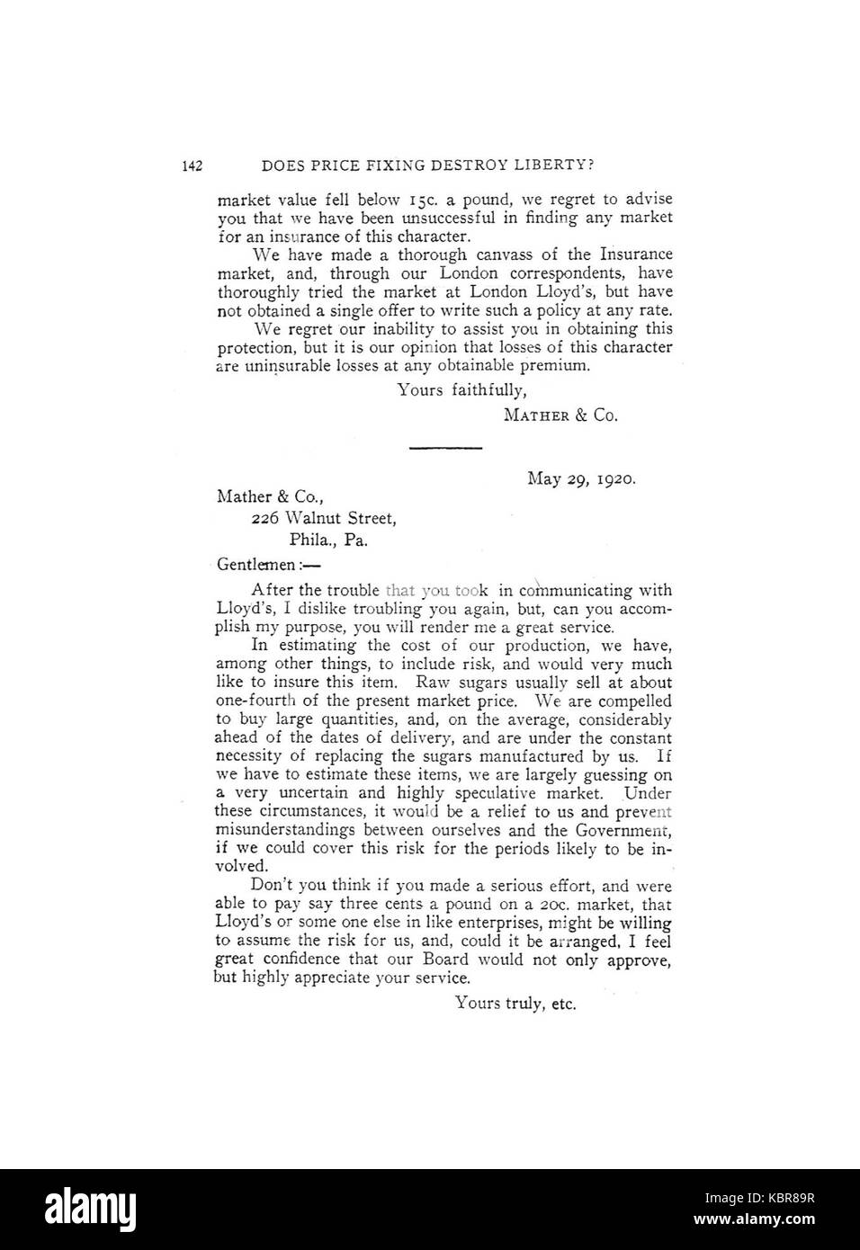 Earle, non la fissazione di prezzi di distruggere la libertà, 1920, 142 Foto Stock