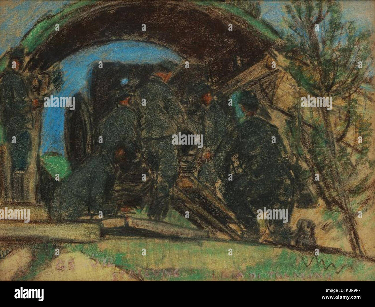 Un supporto per cannoni Rippl, progettato per contenere cannoni. La tribuna è stata utilizzata per la stabilità e il supporto, migliorando l'equipaggiamento militare durante i conflitti storici. Foto Stock