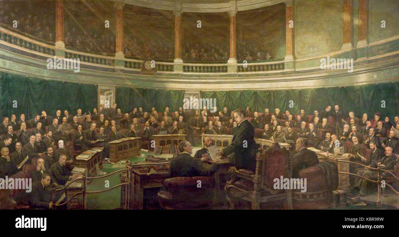 La prima riunione del London County Council nel County Hall Spring Gardens, 1889 Henry Jamyn Brooks Foto Stock