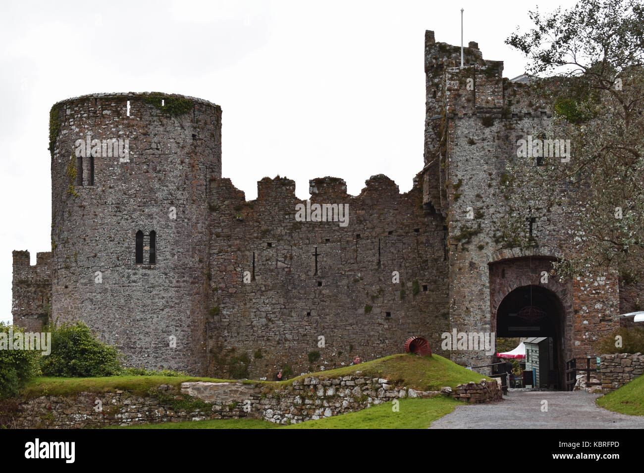 Manorbier Castle, Pembrokeshire Foto Stock