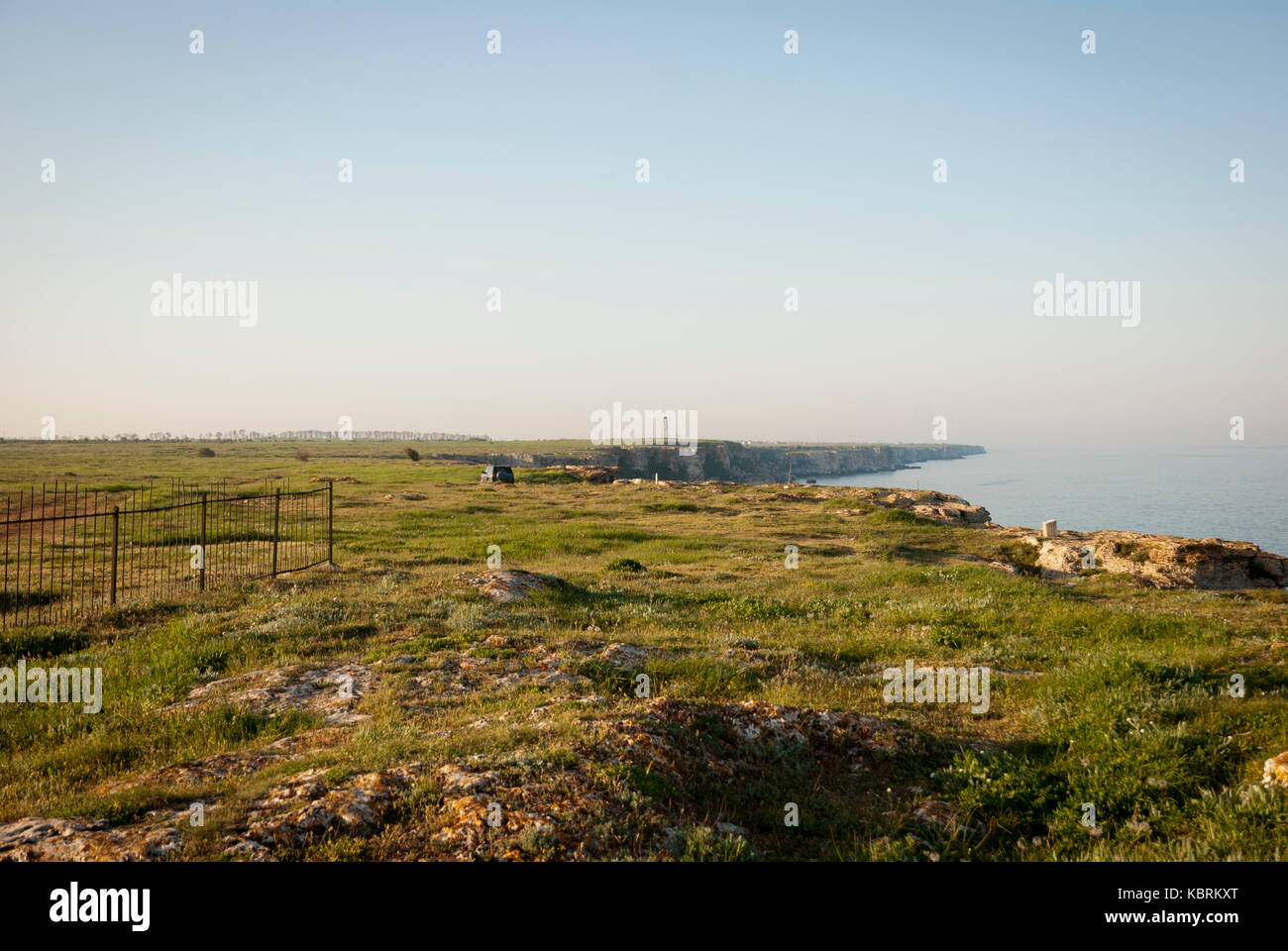 Altopiano su rupi sopra il Mar Nero, costa bulgara Foto Stock