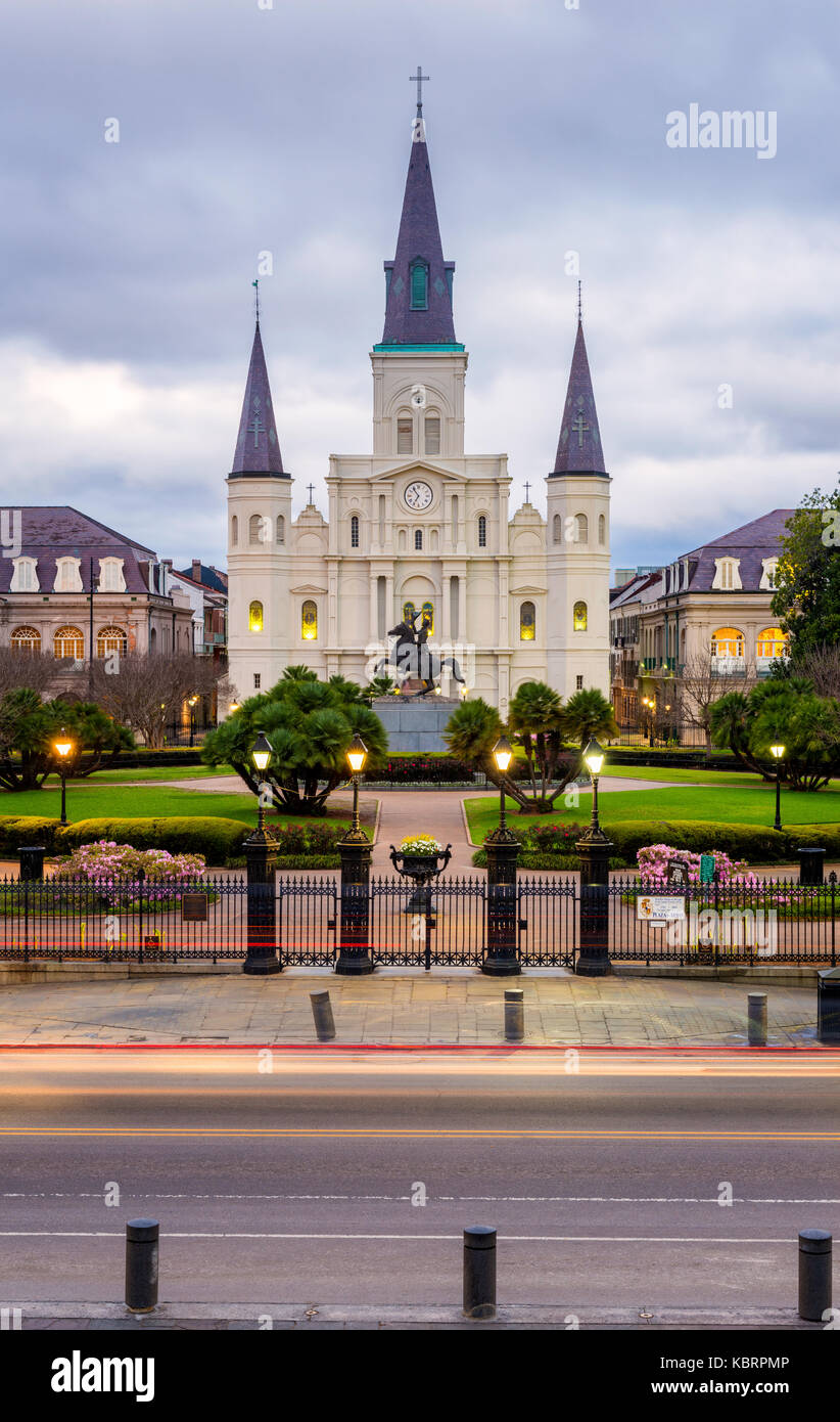 St. louis nella cattedrale di new orleans, in Louisiana, Stati Uniti sulla mattina presto Foto Stock