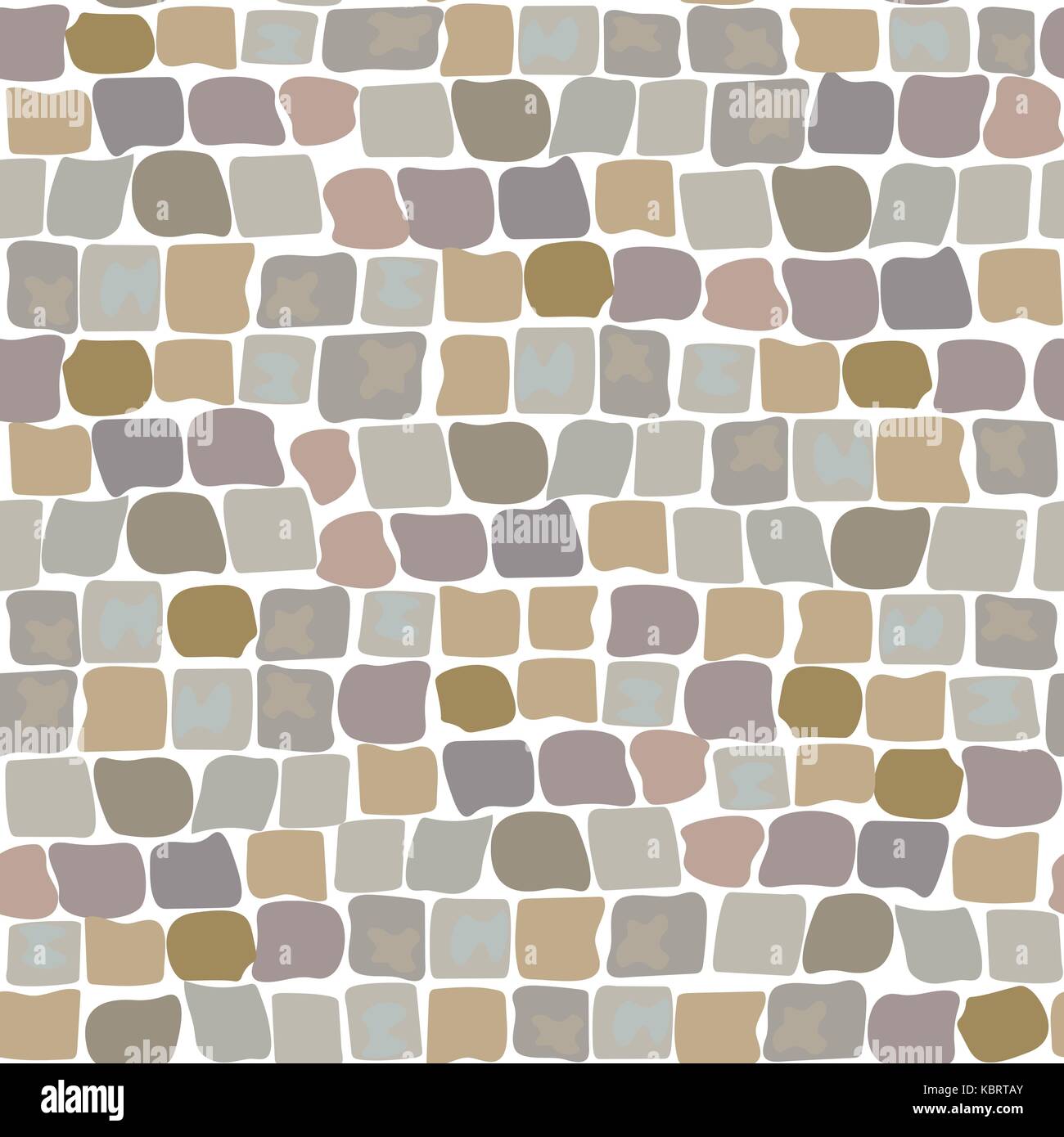 Pietre per pavimentazione stradale seamless Texture pattern. muro di pietra, strada di ciottoli Illustrazione Vettoriale