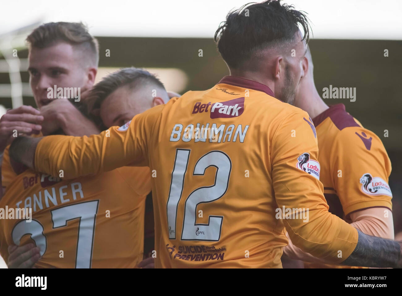 Motherwell vs partec thistle football 30092017 Foto Stock