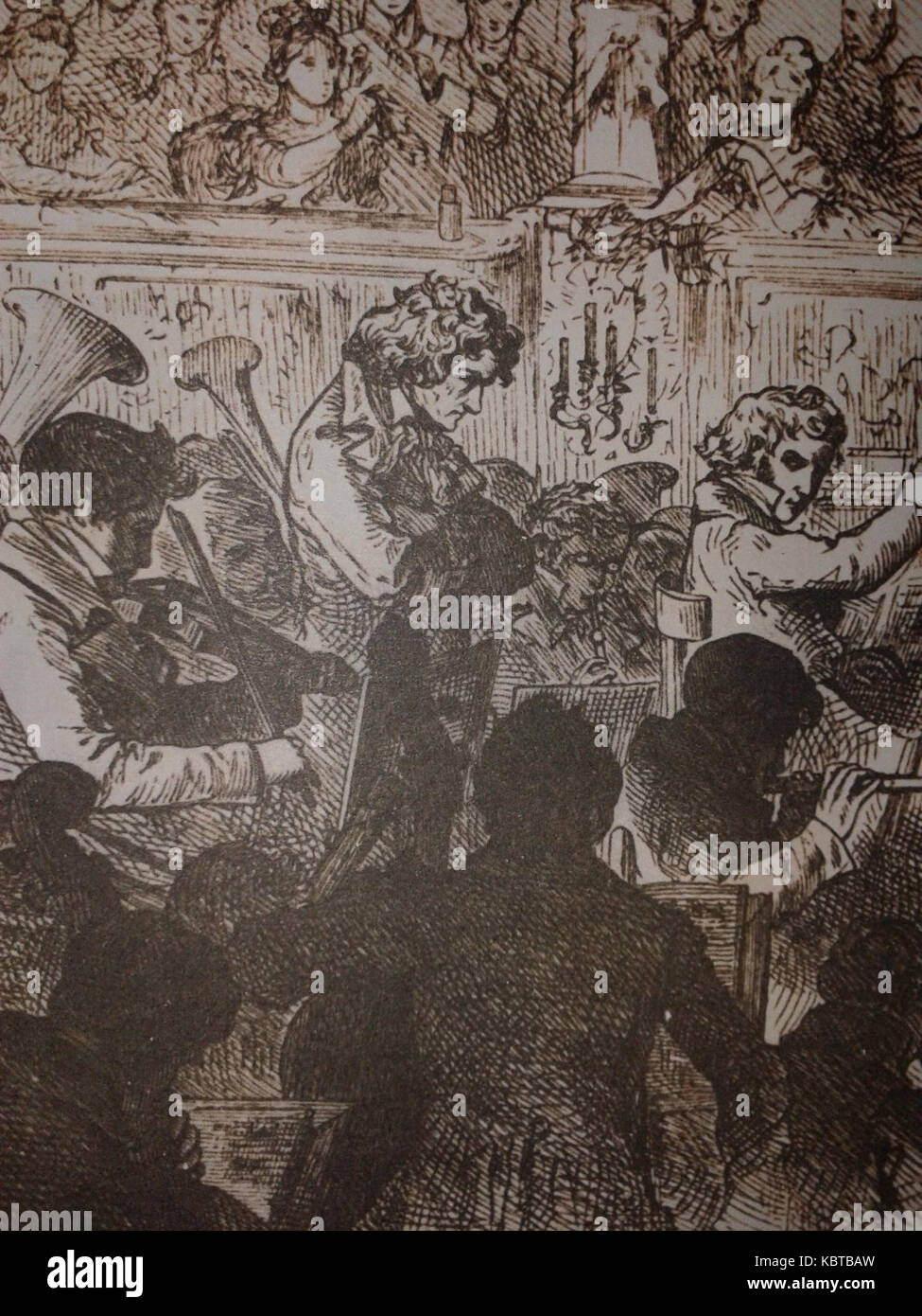 Xix secolo Stampa della prima esecuzione della Nona di Beethoven Symphony Foto Stock