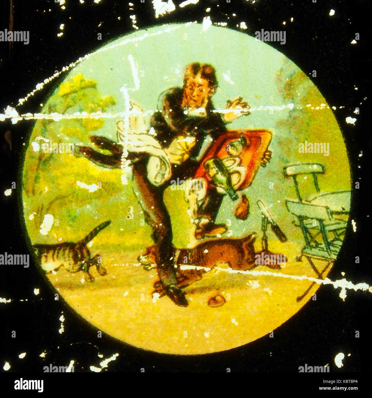 Cameriere con gatto E cane incidente, Immagine 2 Foto Stock