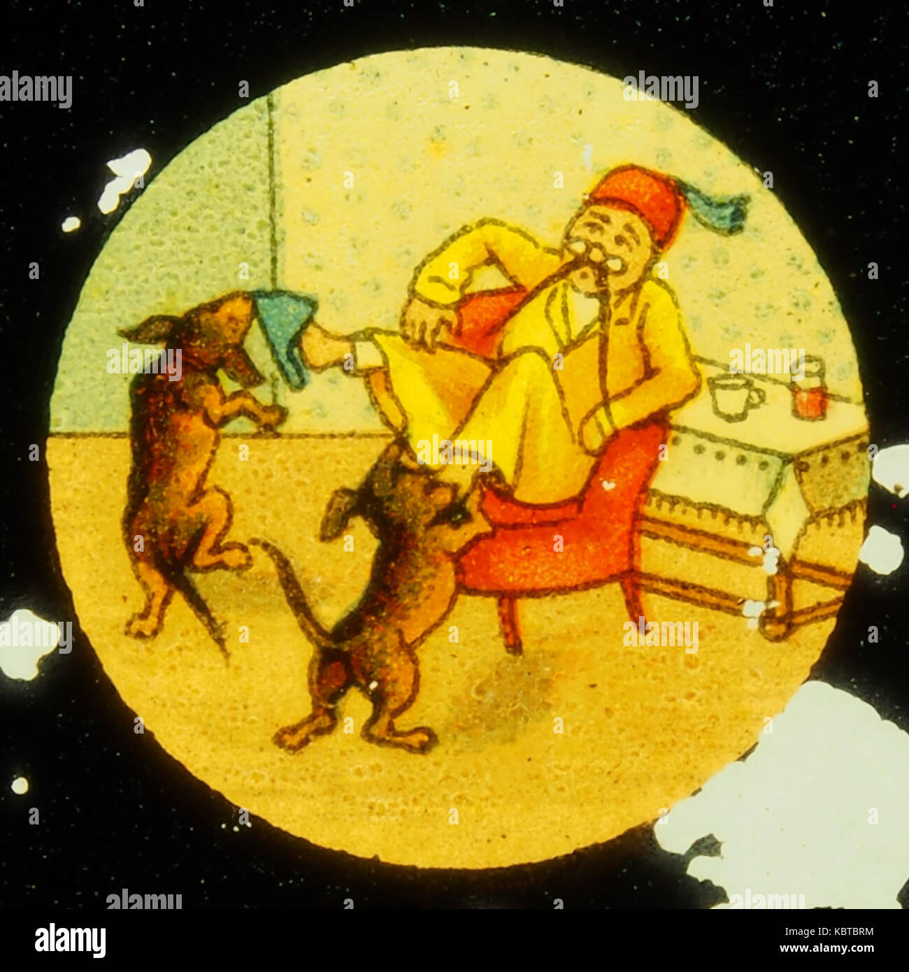 Storia di un uomo e di due cani tenendo le sue scarpe, foto 4 Foto Stock