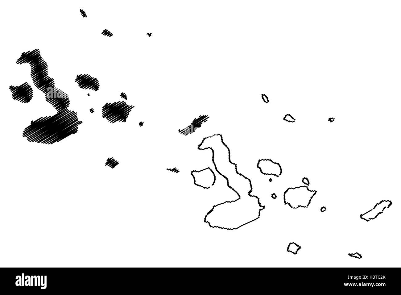 Galapagos mappa isole illustrazione vettoriale, scrimbolare schizzo Galapagos Illustrazione Vettoriale