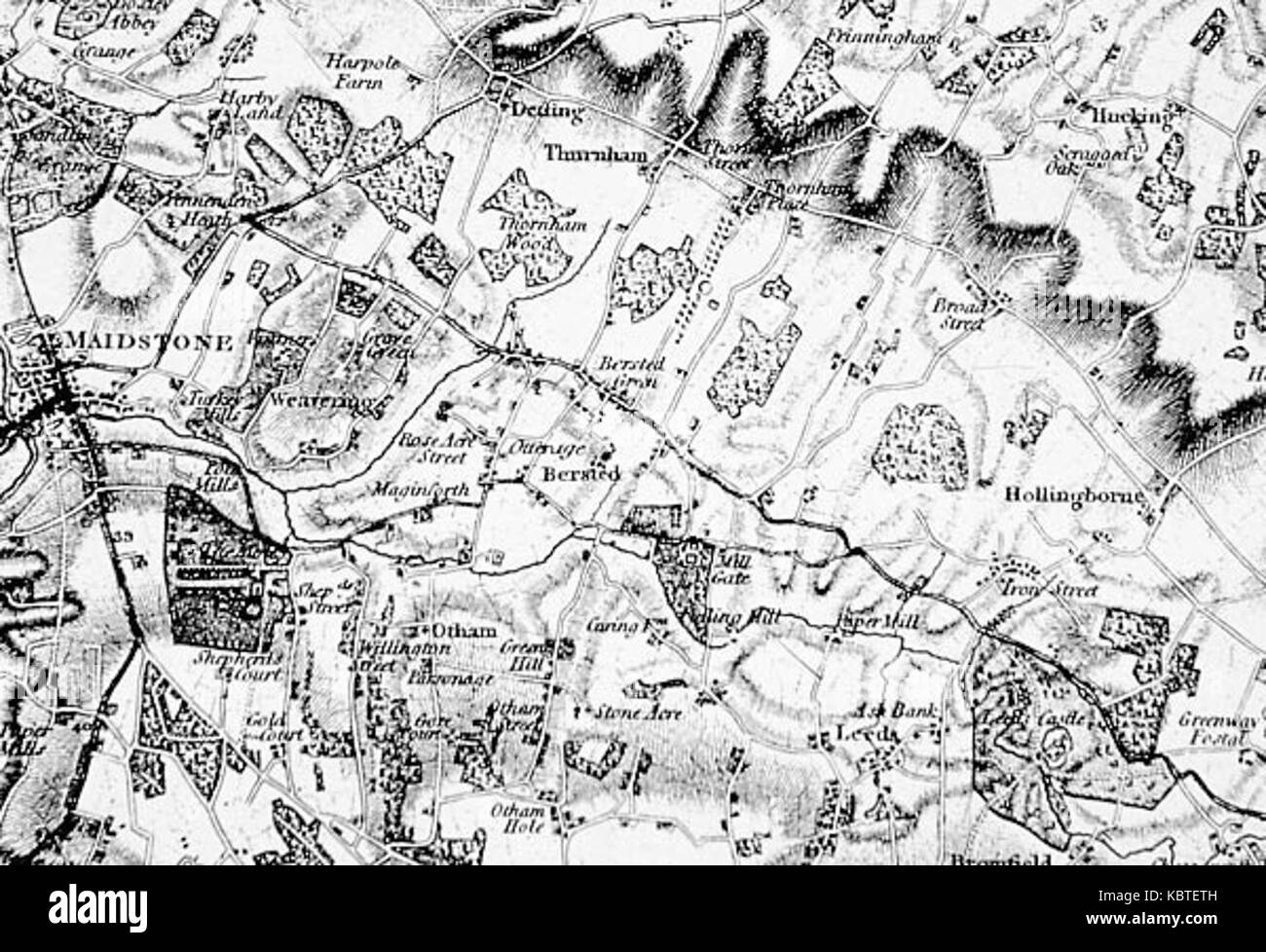 1801 Ordnance Survey mappa di Kent Foto Stock
