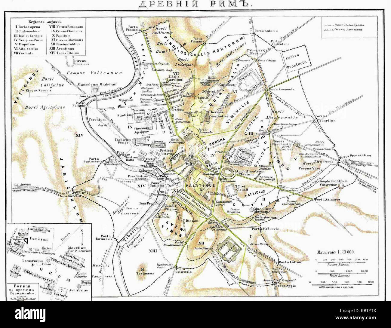 Vecchia Roma mappa Foto Stock
