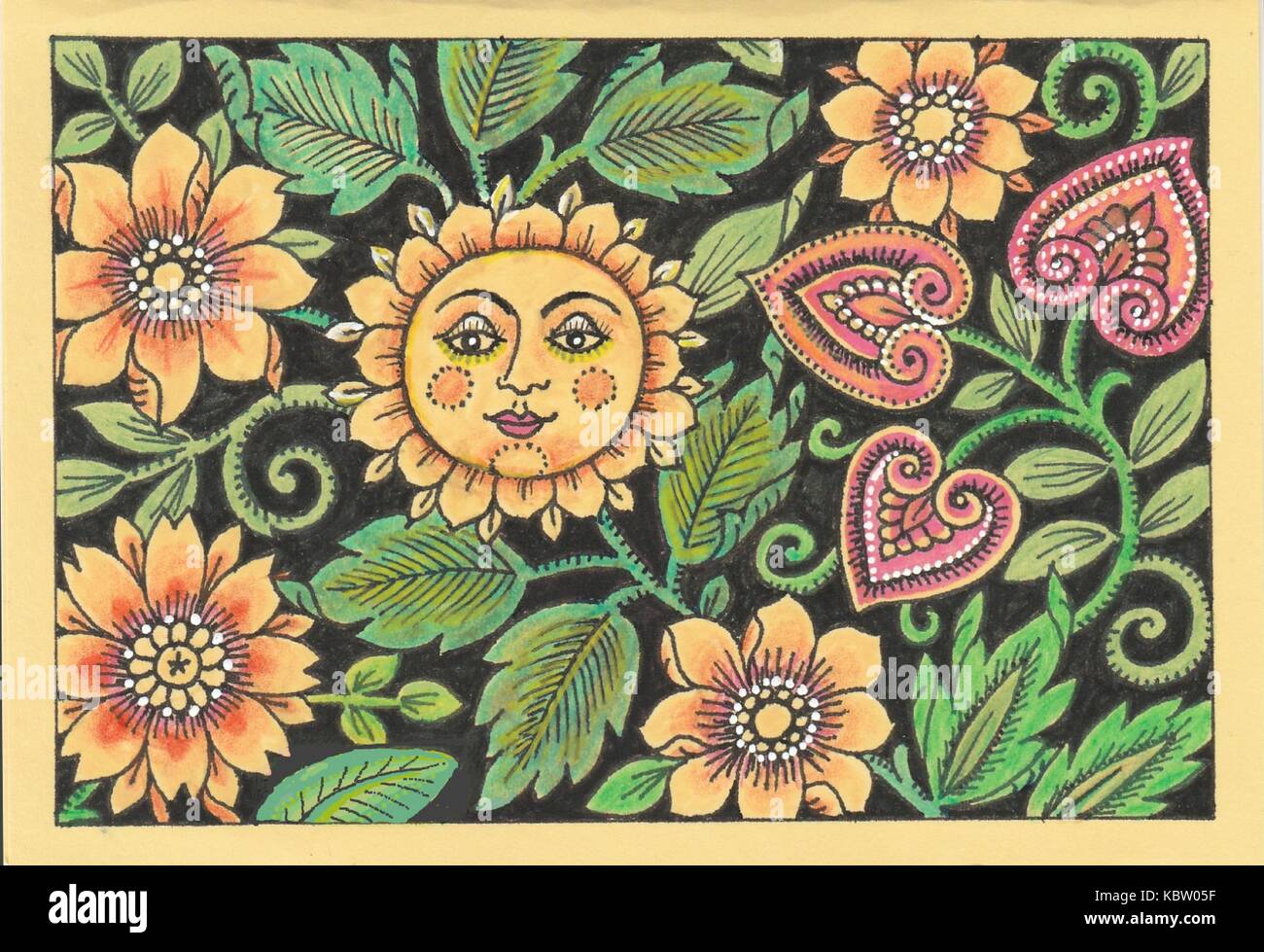 Sonneblume Bunt 5 QF Illustrazione Vettoriale