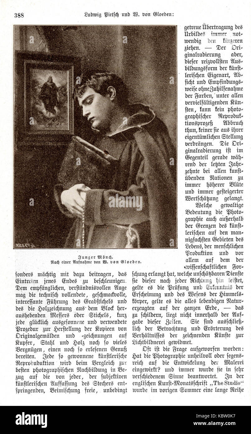 Articolo di Ludwig Pietsch che parla di arte e fotografia sulla rivista tedesca Velhagen & Klasings Monatshefte, pubblicato nel 1893-1894. Foto Stock