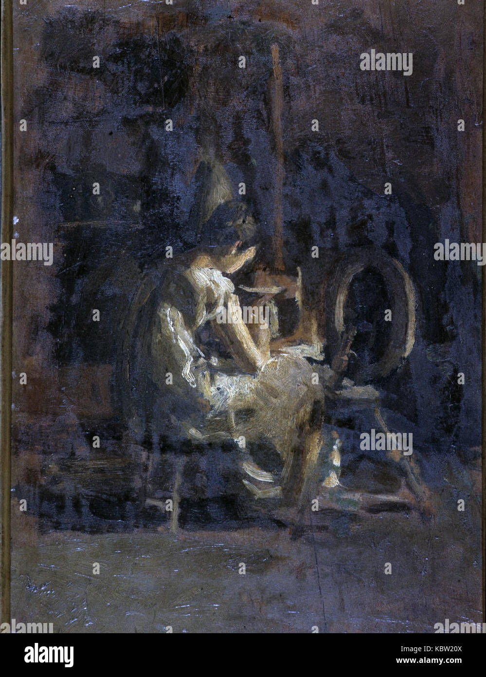 "Sketches for Home Spun" è una raccolta di disegni preparatori di Thomas Eakins, che offre approfondimenti sul suo processo artistico e sulla sua composizione per il lavoro. Foto Stock
