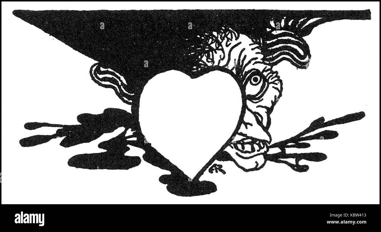 Una rappresentazione della storia di Edgar Allan PoE "The Tell-tale Heart", come illustrato da Arthur Rackham, catturando l'atmosfera inquietante e la tensione psicologica della narrazione. Foto Stock