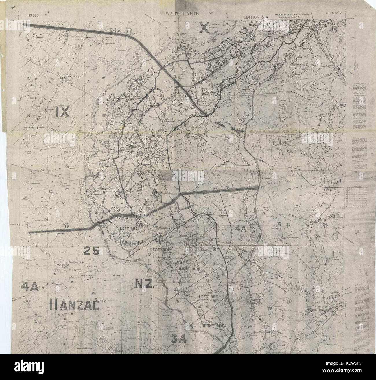 Battaglia di Messines 1 10000 mappa di pianificazione Foto Stock