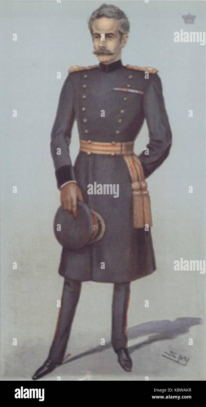 Una caricatura del conte di Dundonald, pubblicata sulla rivista Vanity Fair nel maggio 1902. Il ritratto cattura la figura nobile in uno stile satirico ed esagerato tipico del commento politico e sociale del periodo. Foto Stock