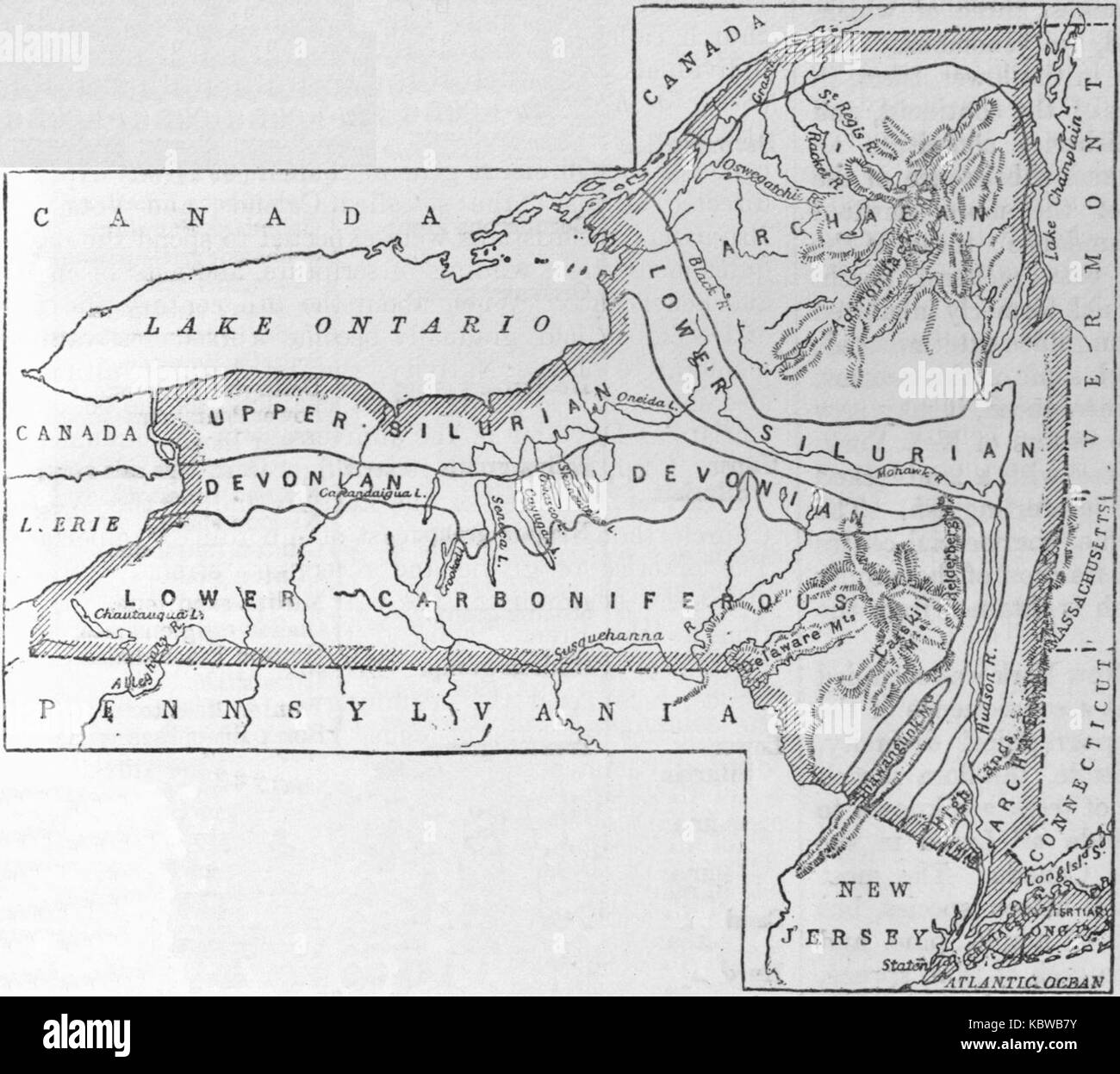 EB9 New York mappa geologica dello Stato di New York Foto Stock