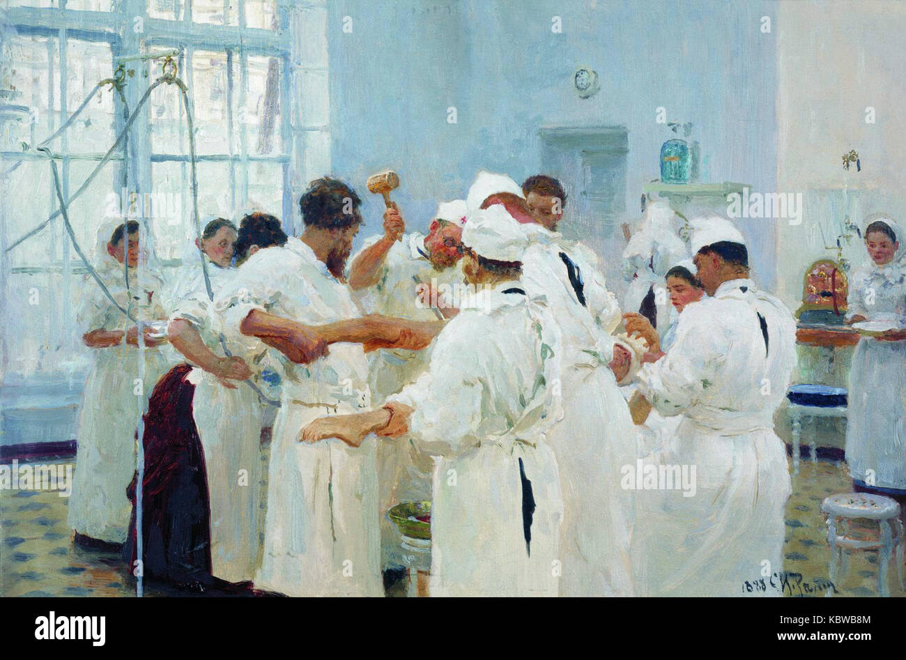 Questo ritratto di Ivan Pavlov, dipinto da Ilya Repin, cattura il fisiologo russo noto per la sua ricerca sui riflessi condizionati. Il lavoro evidenzia il contributo di Pavlov alla psicologia e alla scienza durante l'inizio del XX secolo. Foto Stock