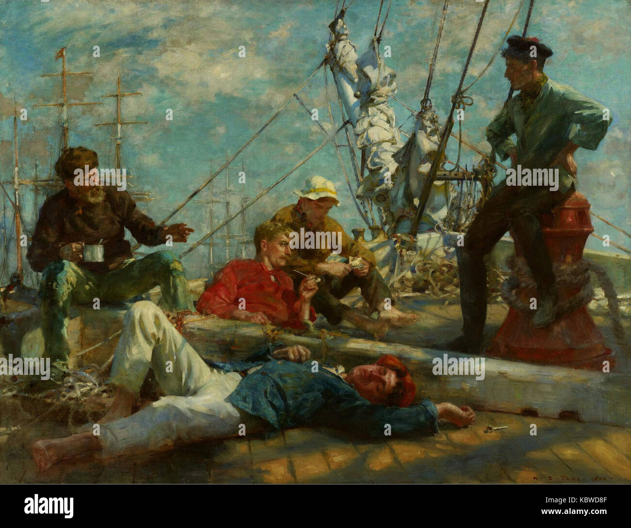 Henry Scott Tuke il mezzogiorno il resto dei marinai yarning Foto Stock