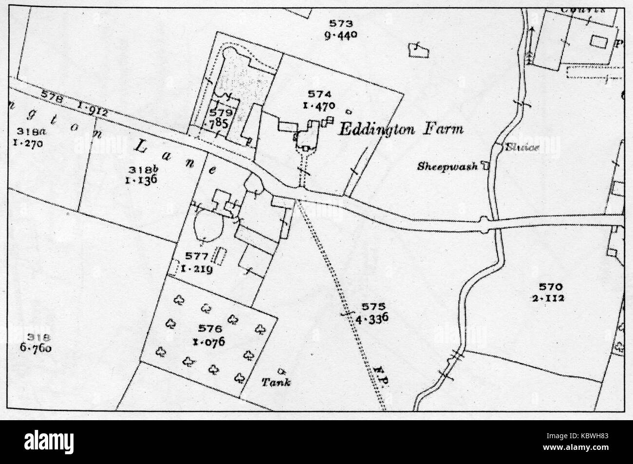 OS mappa Fattoria Eddington Kent 1932 002 Foto Stock