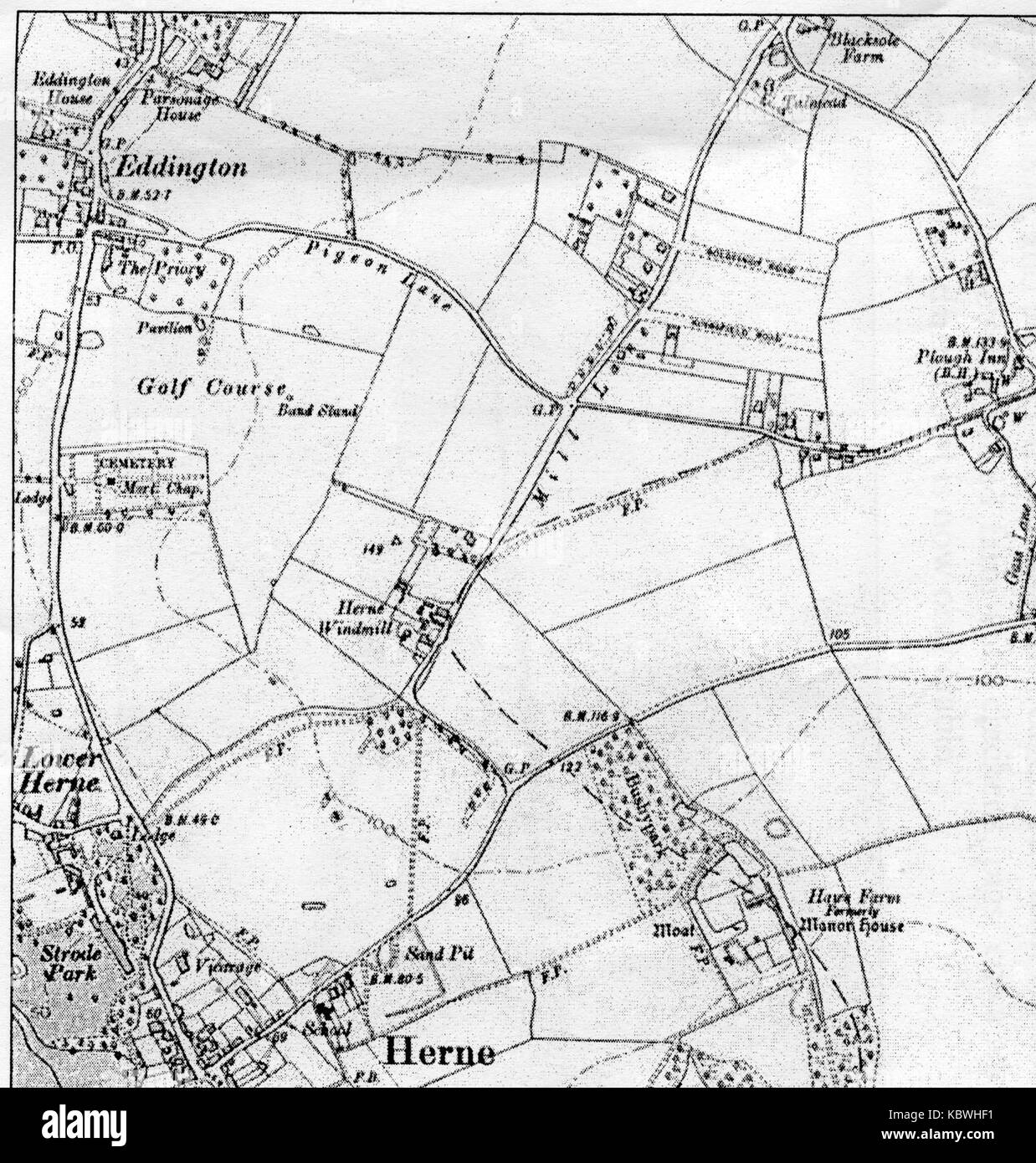 OS mappa Kent Eddington 1908 001 Foto Stock