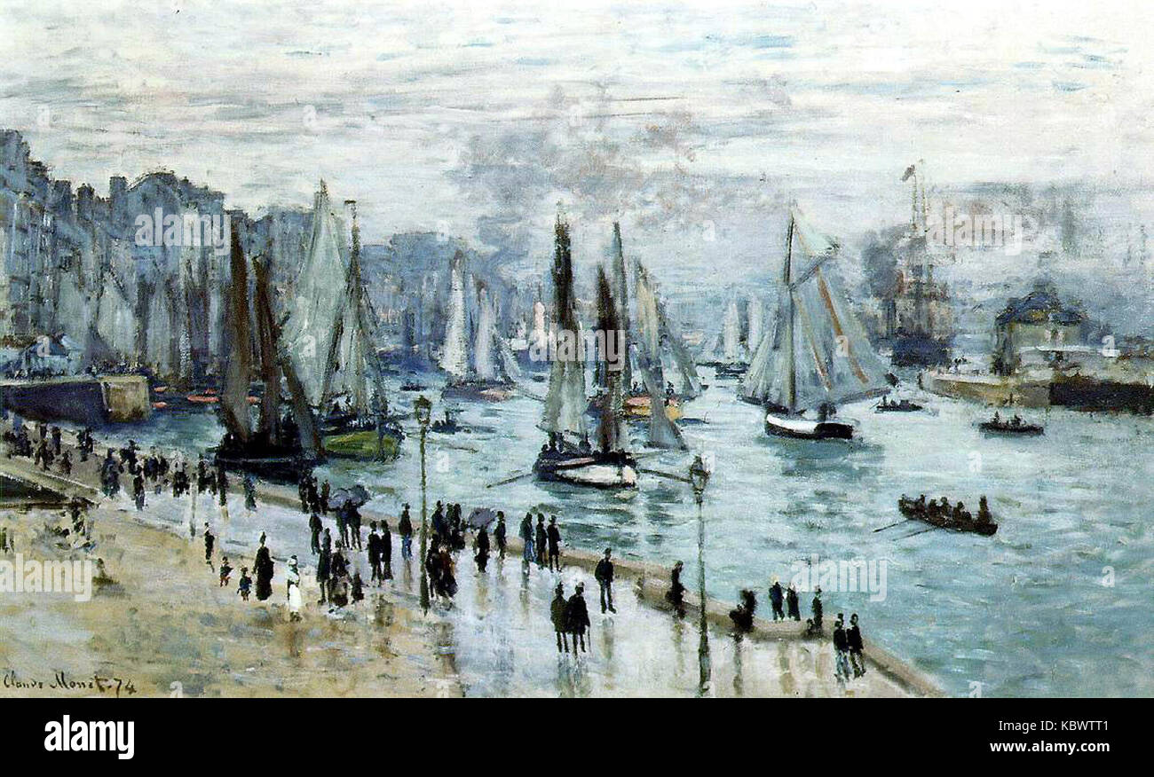 Claude Monet, barche da pesca di lasciare il porto di Le Havre Foto Stock
