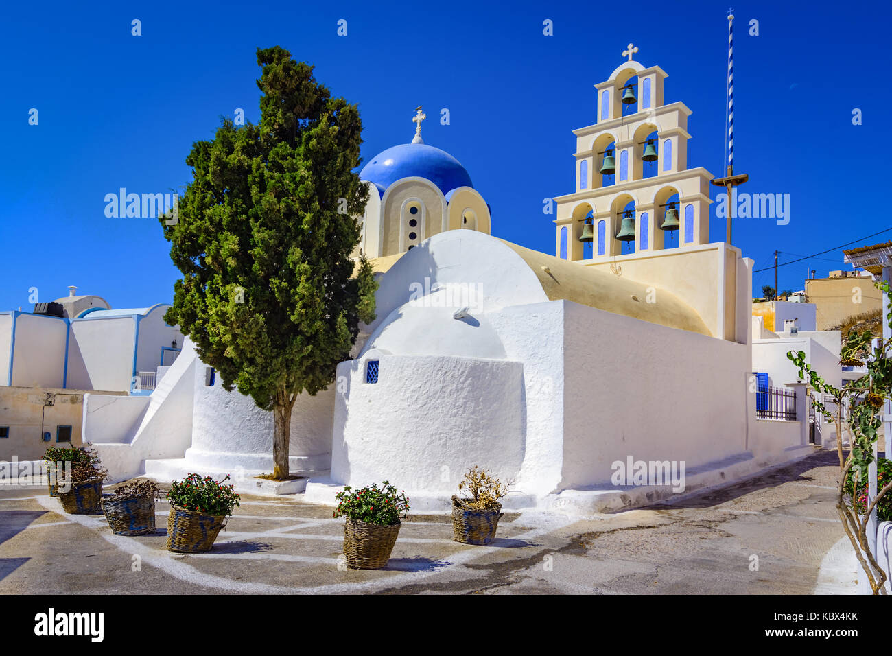 St. epifanios chiesa chiesa cristiana, Akrotiri, Santorini (thira), isole cycaldes, Grecia, mare mediterraneo europa Foto Stock