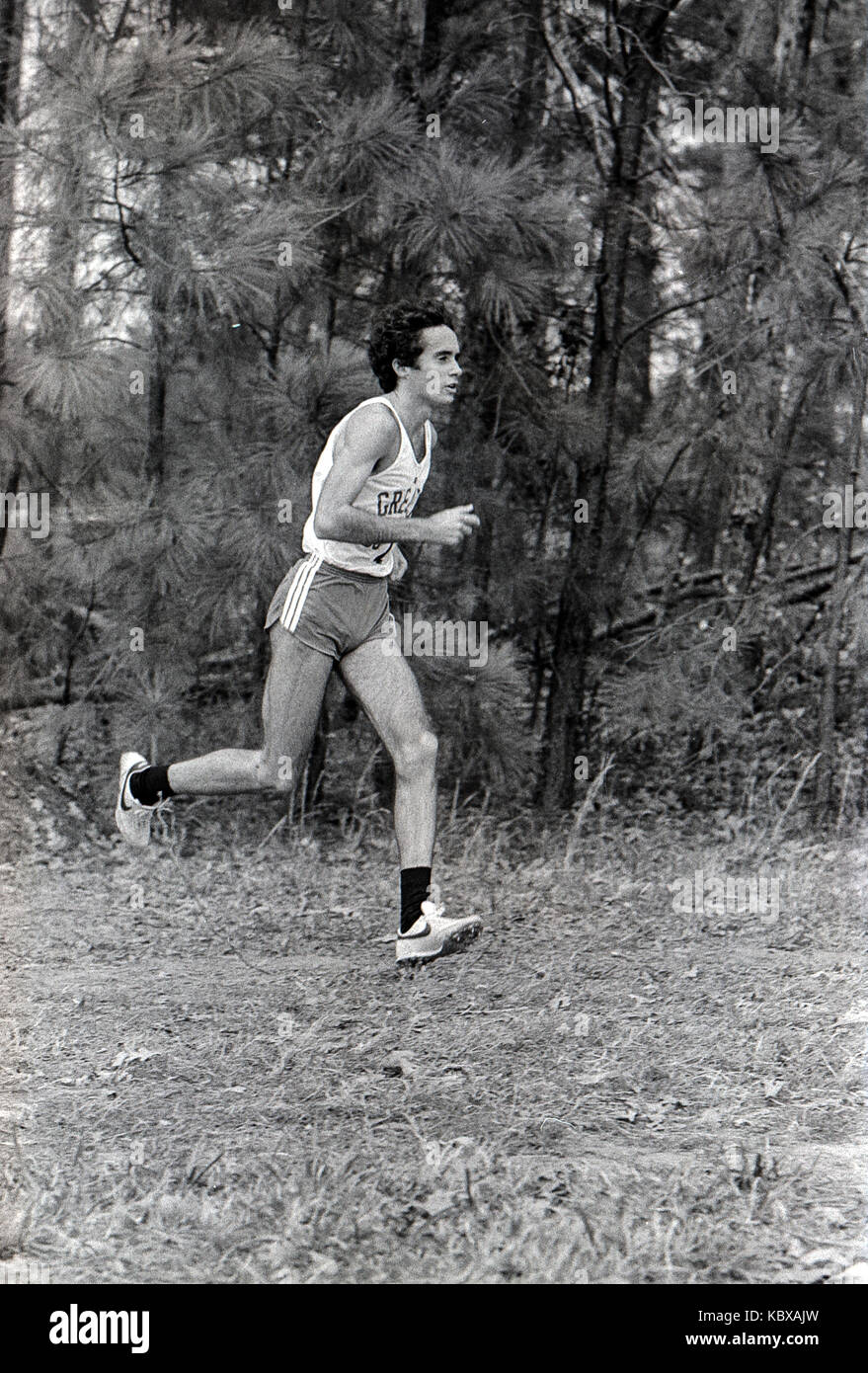 Alberto Salazar competere nel 1979 aau cross country Championships. Foto Stock