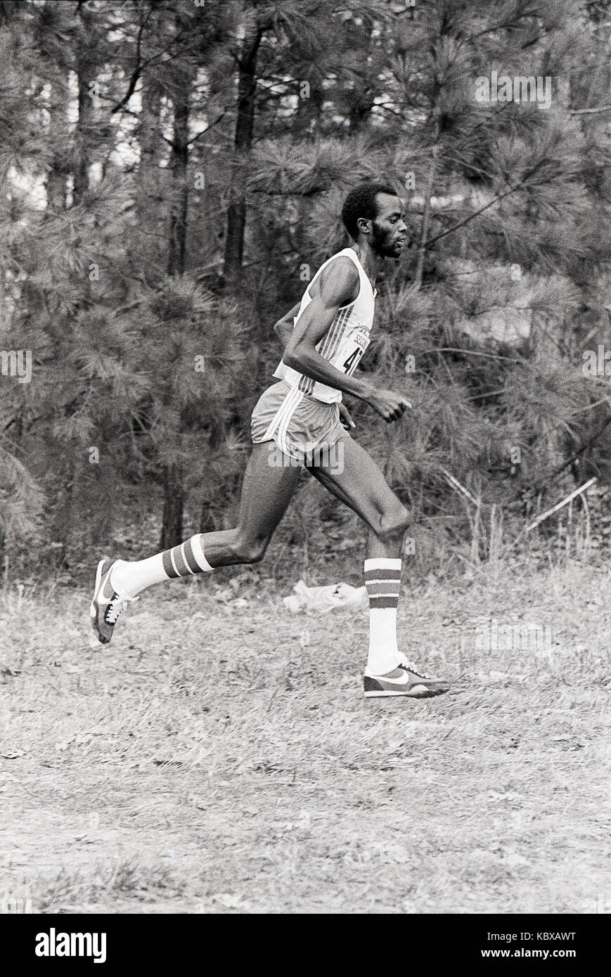 Runner competere nel 1979 aau cross country Championships. Foto Stock