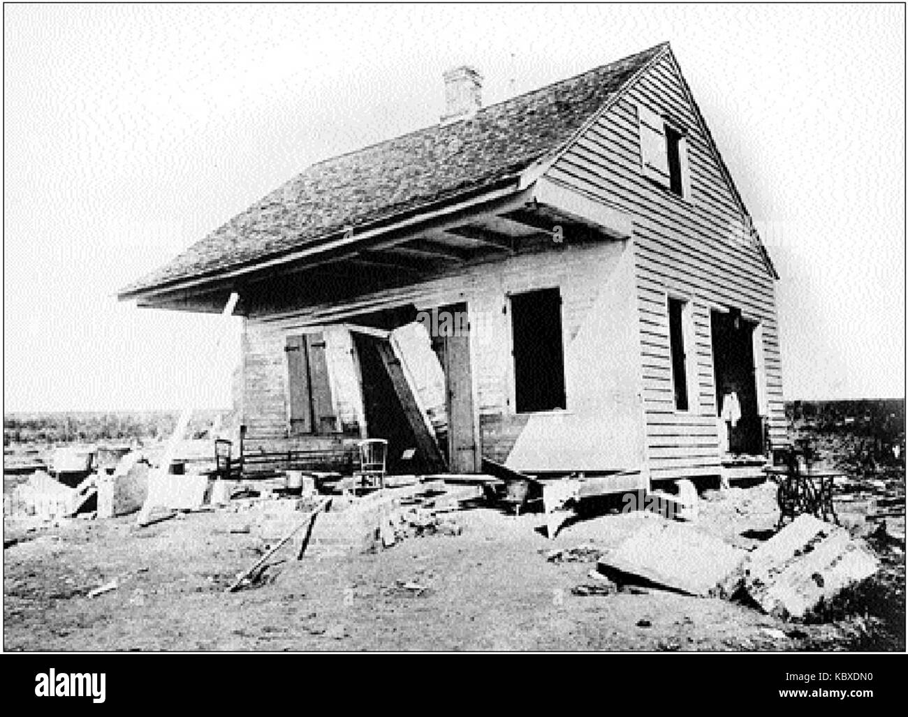 1893 cheniere caminada uragano casa danneggiata Foto Stock