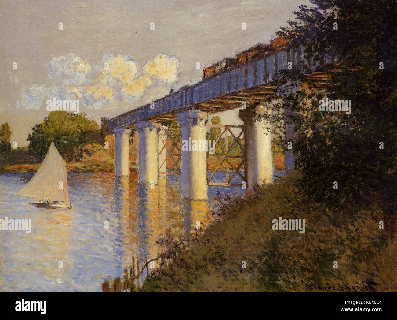 Il "Ponte ferroviario di Argenteuil" di Claude Monet, ospitato a Filadelfia, cattura il ponte ferroviario sulla Senna ad Argenteuil, mostrando lo stile impressionista di Monet. Foto Stock Il "Ponte ferroviario di Argenteuil" di Claude Monet, ospitato a Filadelfia, cattura il ponte ferroviario sulla Senna ad Argenteuil, mostrando lo stile impressionista di Monet. Foto Stock
